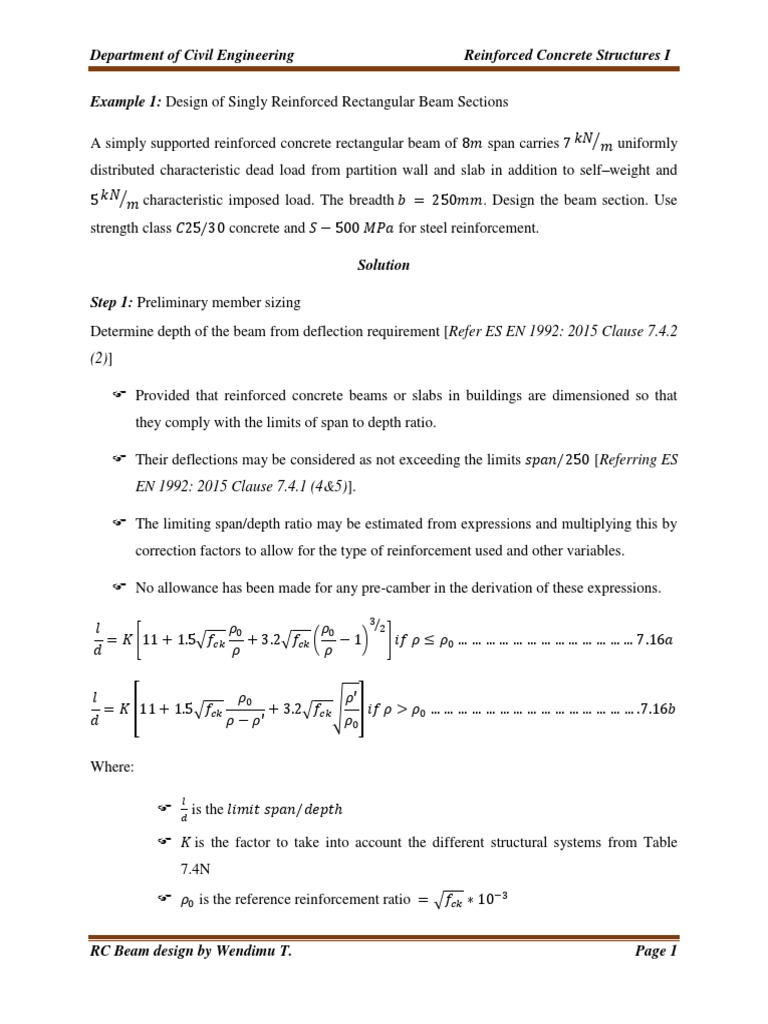 Design Examples of RC Beam PDF | PDF | Beam (Structure) | Reinforced ...