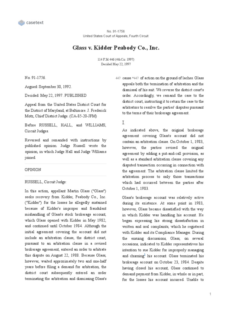 Glass v. Kidder Peabody Co., Inc PDF