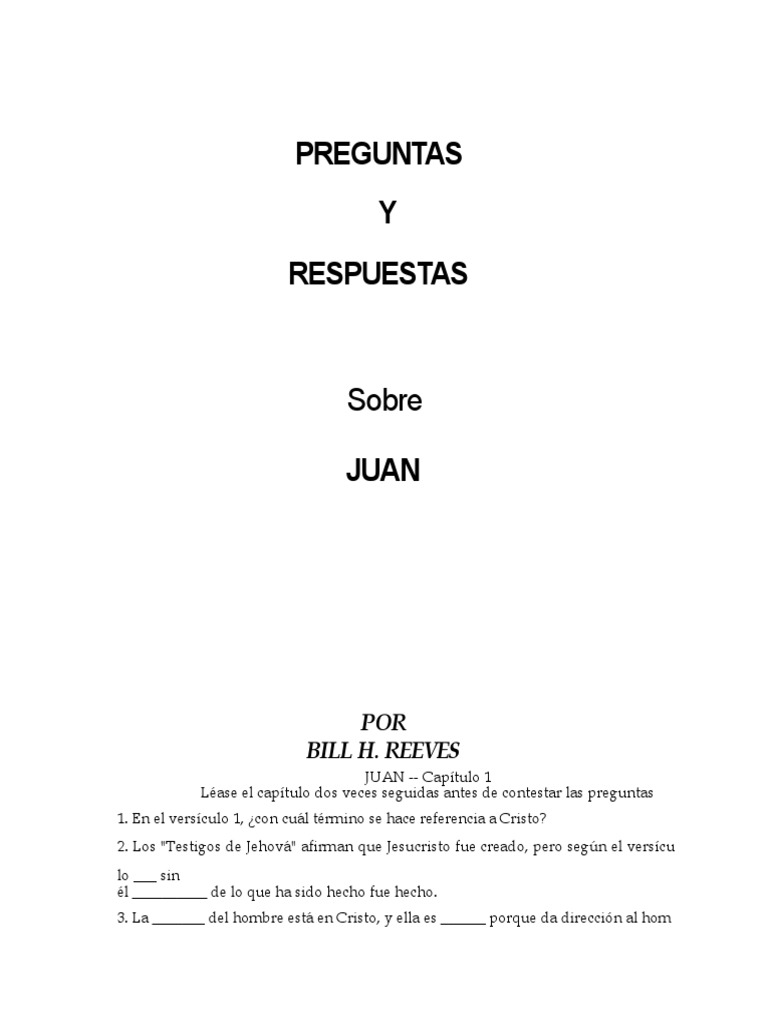 Preguntas y Respuestas sobre el Libro de Juan | PDF | Jesús | Juan el ...