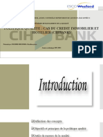 Politique Qualite: Cas Du Credit Immobilier Et Hotelier (Cihbank)