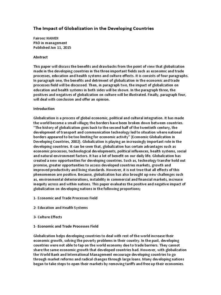The Impact Of Globalization Pdf Pdf Globalization Poverty