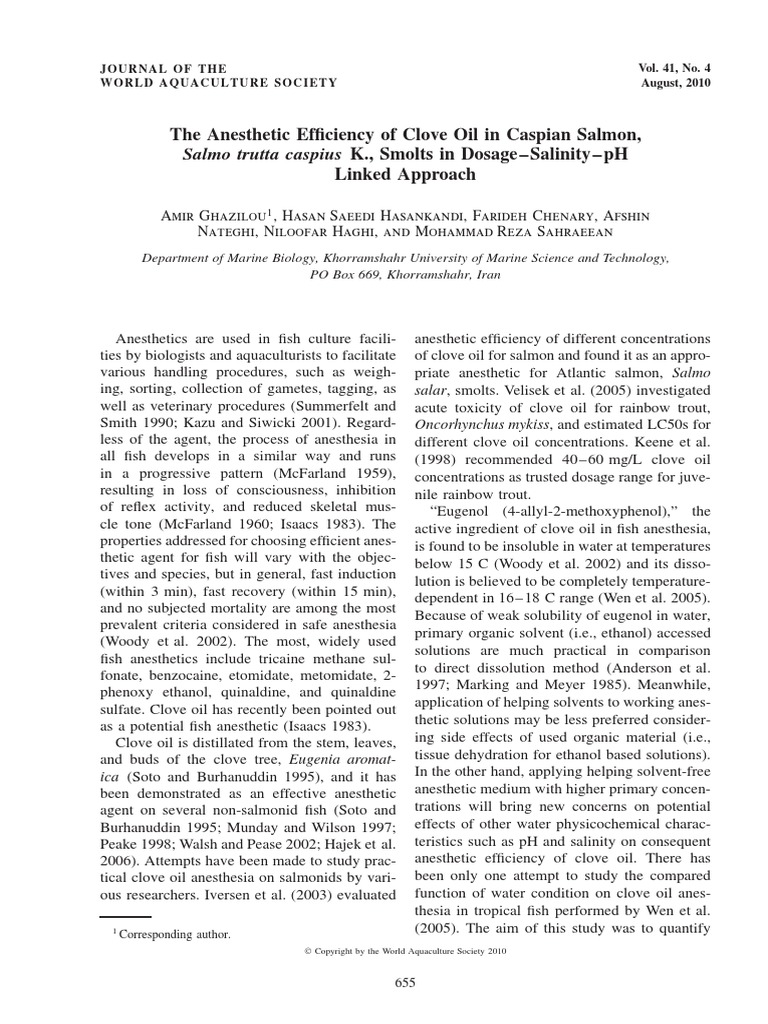 The Anesthetic Efficiency of Clove Oil I PDF PDF