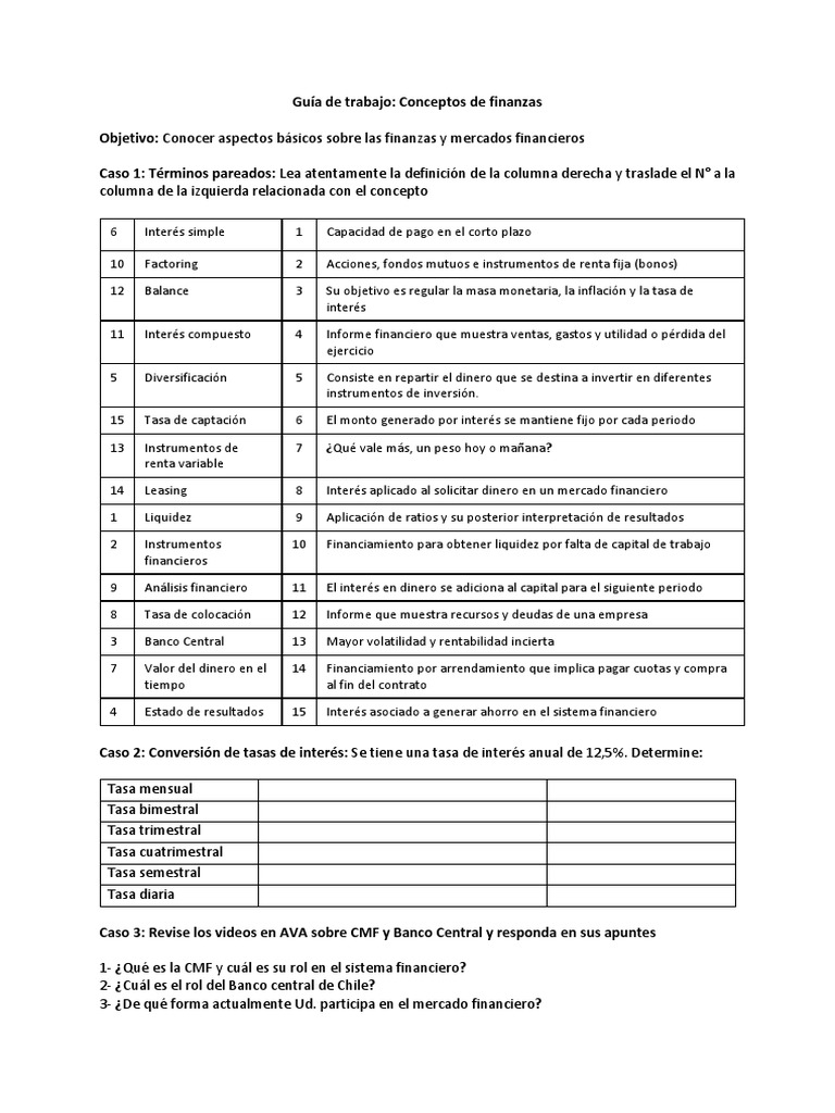 Conceptos Clave de Finanzas y Mercados | PDF | Finanzas y dinero