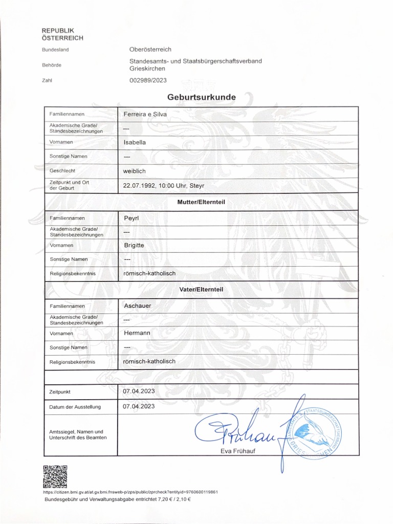 Geburtsurkunde PDF