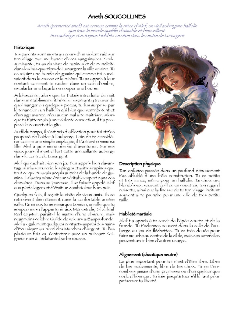 Histoire d'Aneth, halfeline rusée | PDF