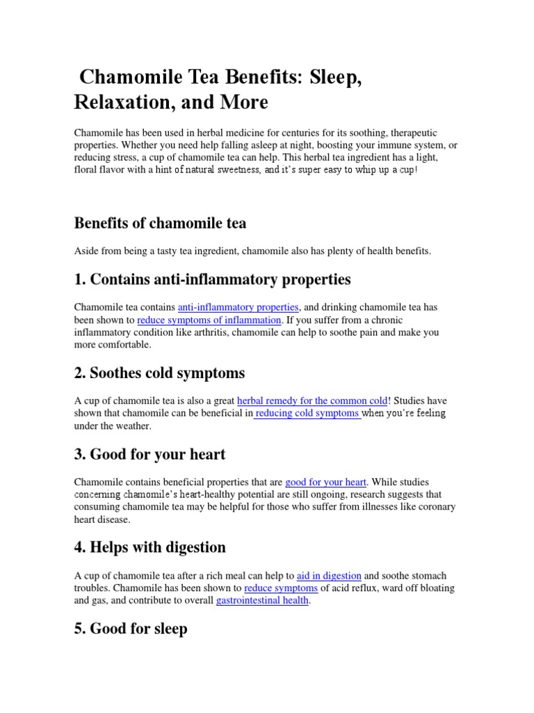 Chamomile Tea Benefits PDF