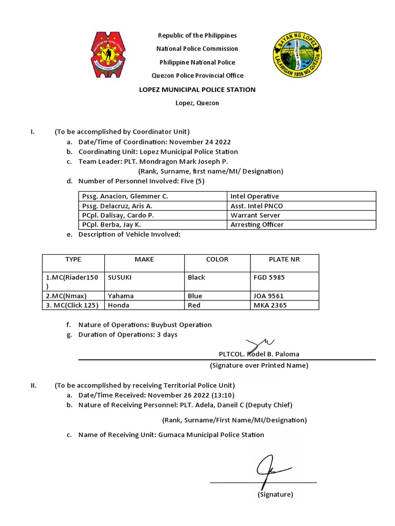 Police Operations Report | PDF