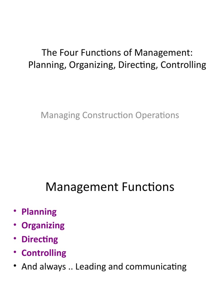 Four Key Management Functions Explained | PDF