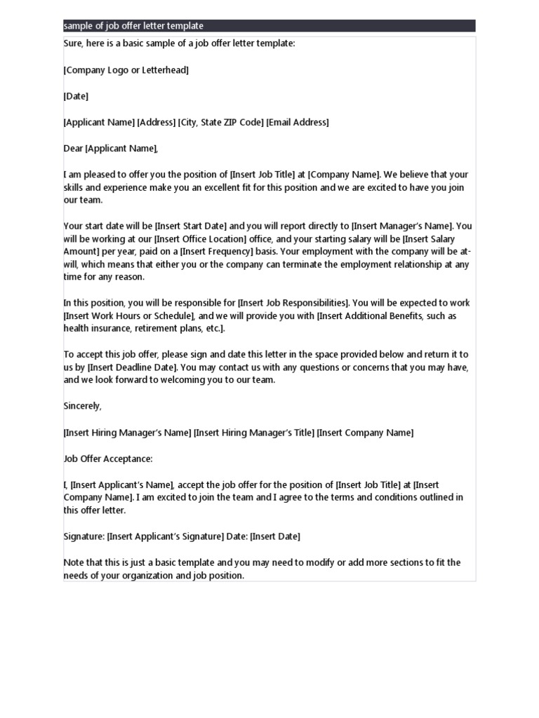 Offer Letter Template | PDF