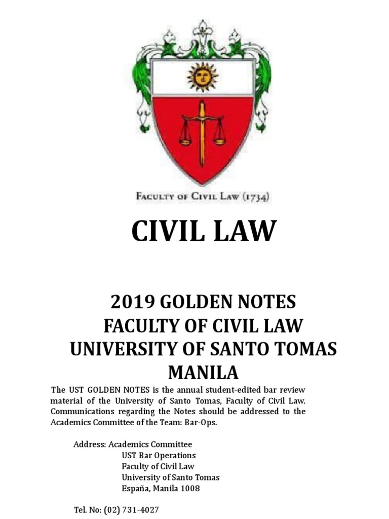 UST Civil Law Golden Notes 2019 | PDF