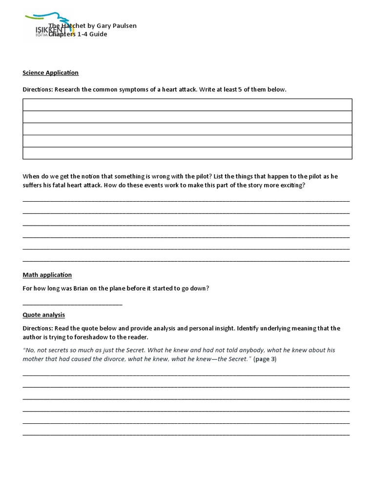Hatchet Chapters 14 Guide PDF