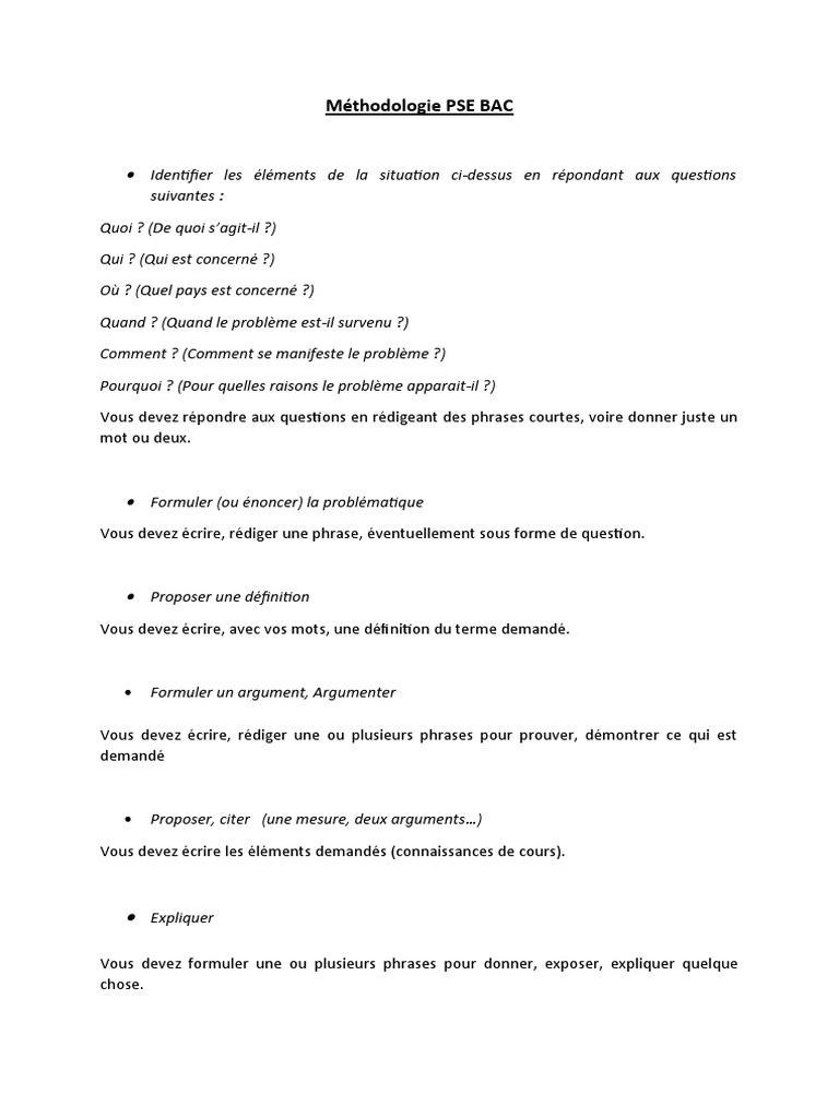 Méthodologie PSE pour le BAC Pro | PDF | Technologie et ingénierie