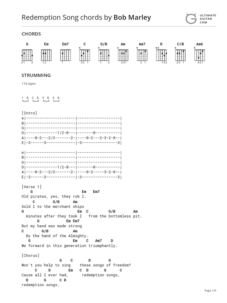 Bob Marley Redemption Song Chords | PDF