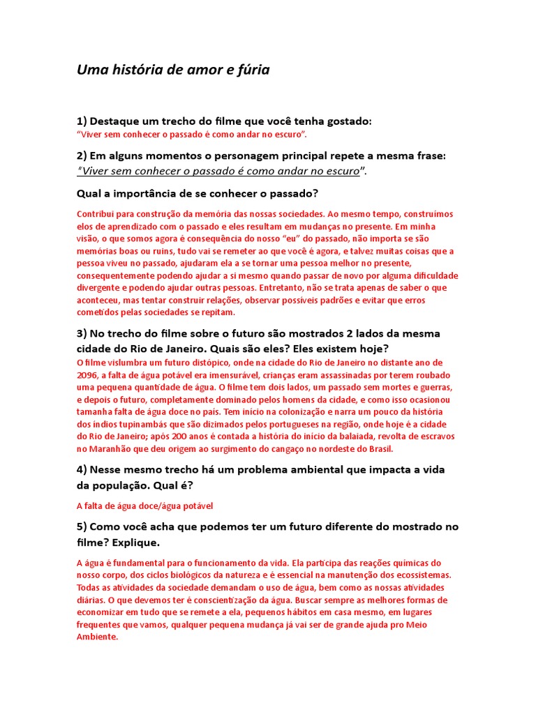 Amor e Fúria: Reflexões sobre o Passado | PDF | Ciências Sociais ...