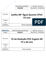 Joelho 90° Água Quente CPVC 73 MM: Código: Revisão 05 11/03/2021 Identificação de Materiais MOD 01 - ISG 10.13