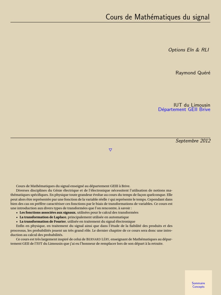 Cours de Mathématiques du Signal | PDF | Ordinateurs