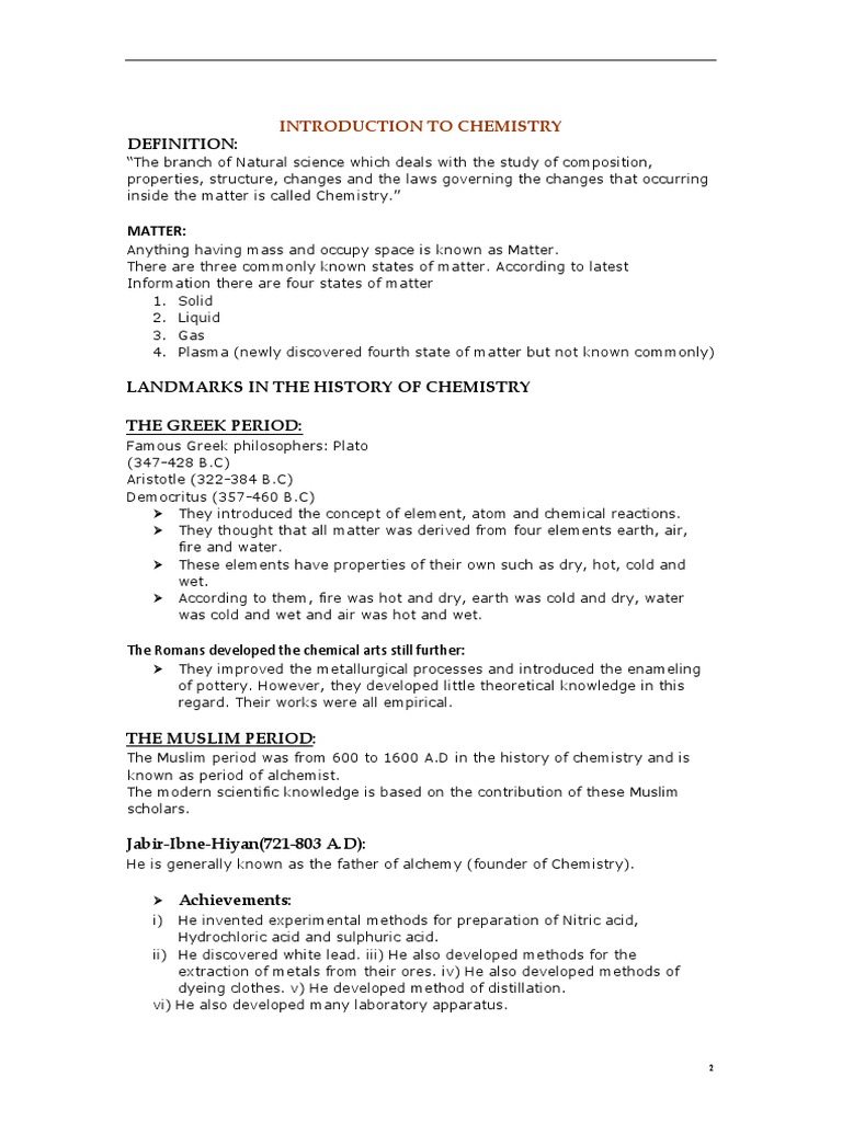 9th Class Chapter 1 Chemistry Notes Sindh Board Pdf Pdf