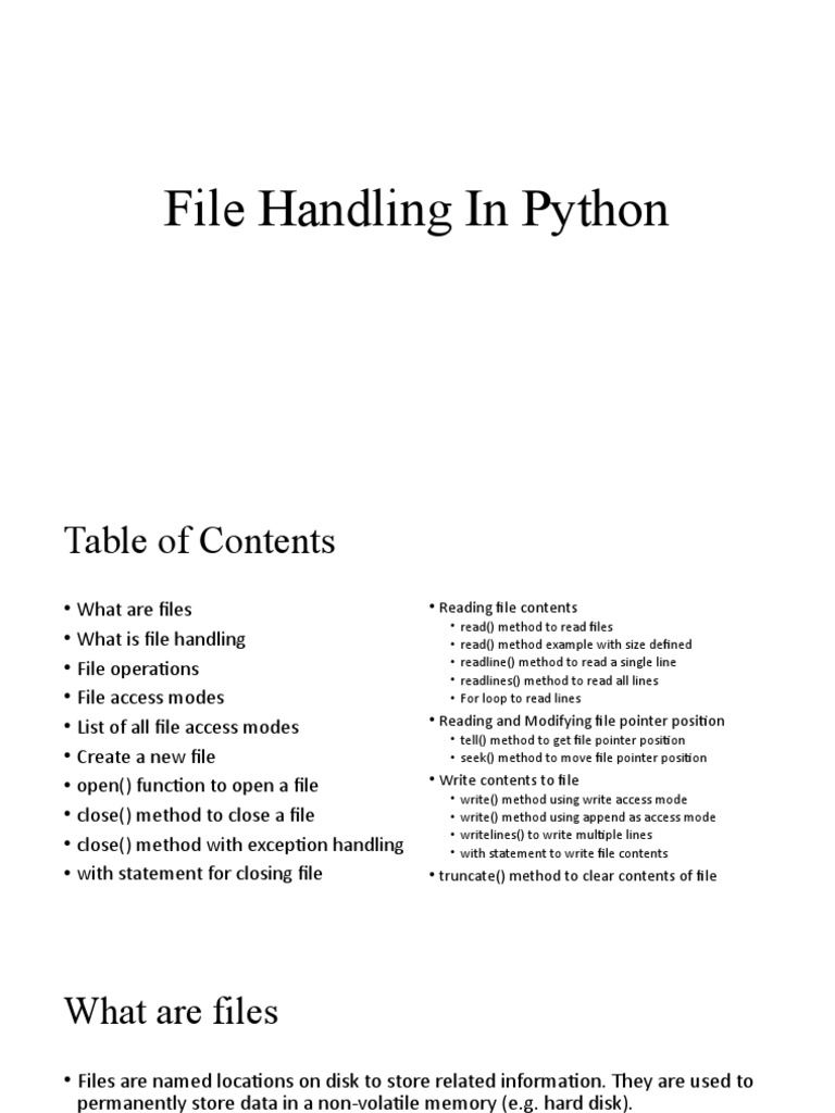 Unit 5 - 1. File Handling in Python | PDF | Computer File | Computer ...