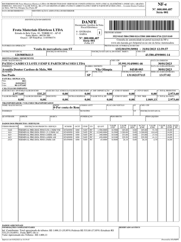 487 NF Frota PDF | PDF
