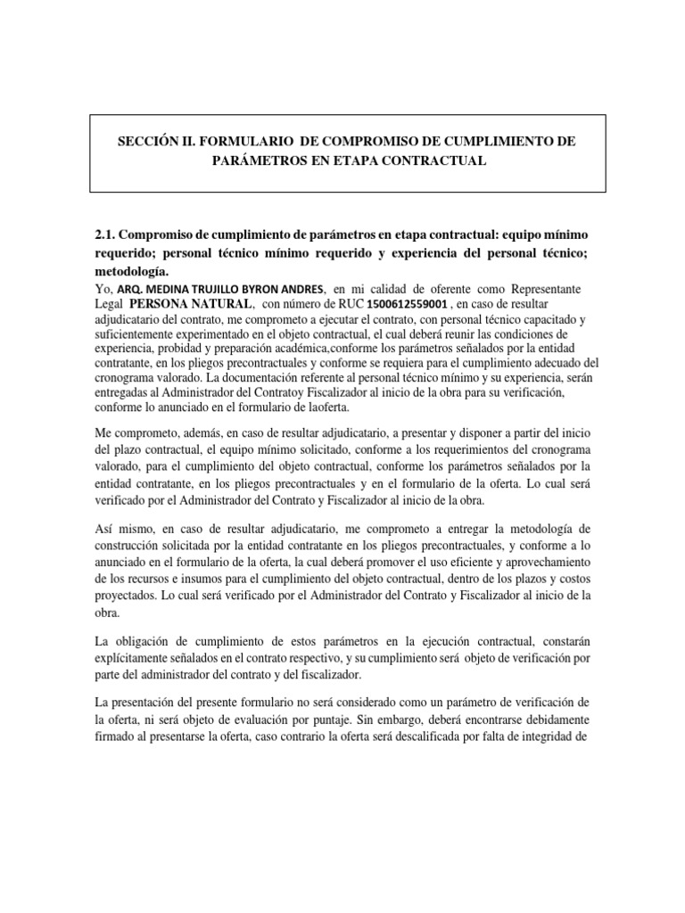 Formulario Compromiso - Etapa - Precontractual | PDF | Finanzas y ...