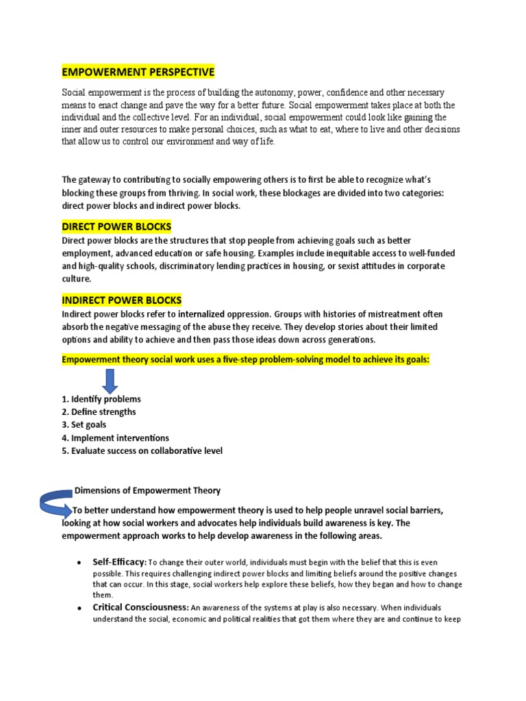Empowerment Perspective1 Pdf Empowerment Power Social And Political