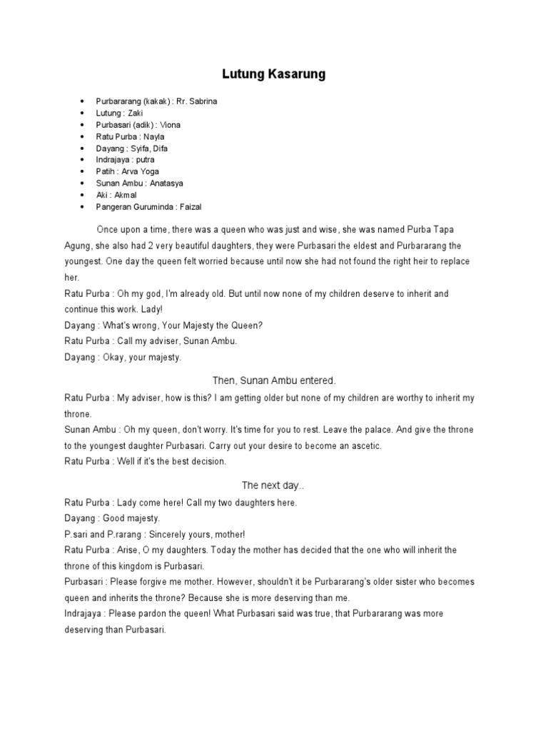 Script Lutung Kasarung | PDF