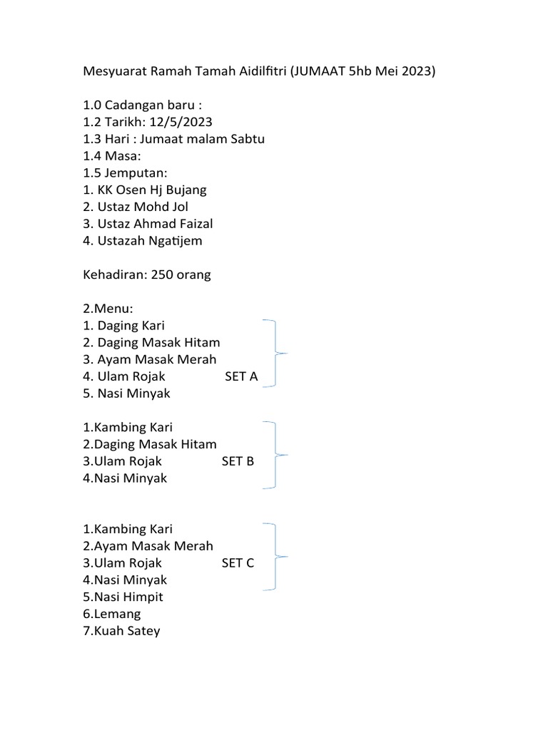 Mesyuarat Ramah Tamah Aidilfitri 5523 PDF