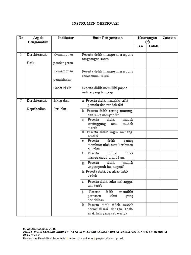 Instrumen observasi pdf