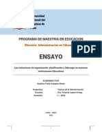 ENSAYO - Estructuras de Organización, Planeacion y Liderazgo en Nuestras Instituciones Educativas.
