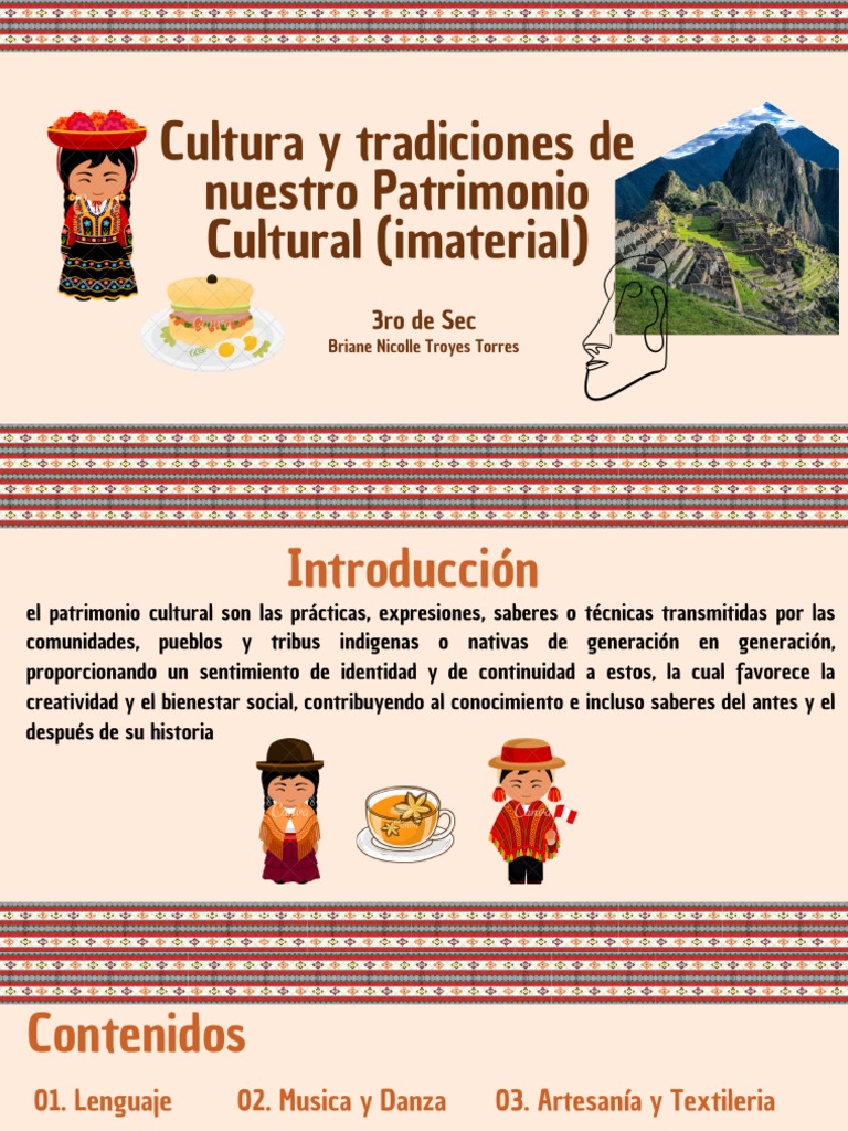 Cultura y Tradiciones de Nuestro Patrimonio Cultural (Imaterial) | PDF