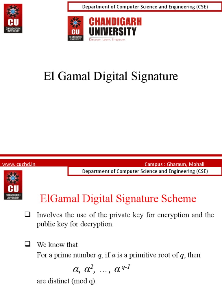 ElGamal Digital Signature Overview | PDF | Public Key Cryptography ...