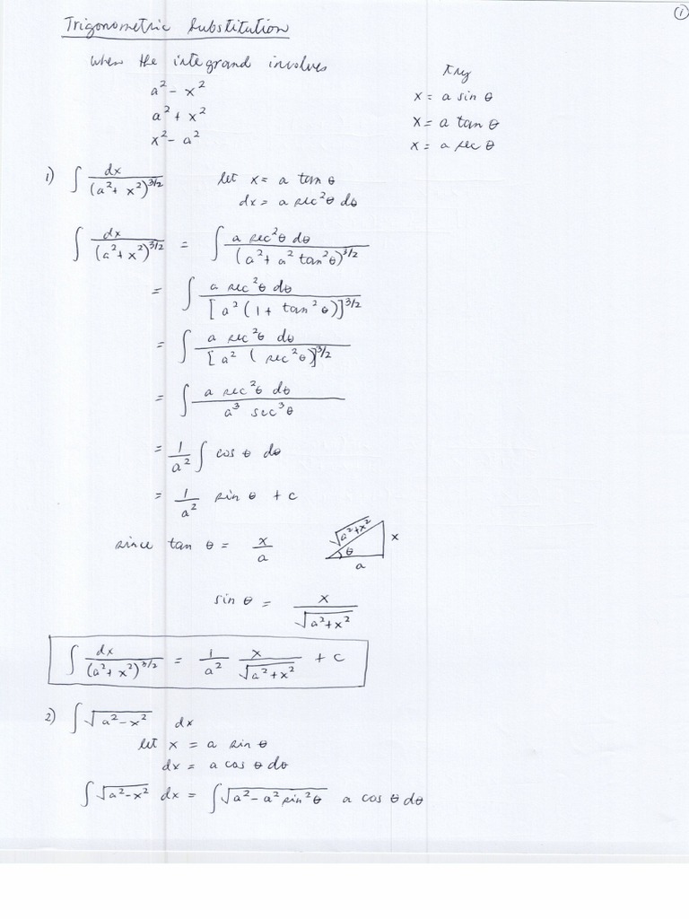 Trigonometric Substitution Pdf – VMUS