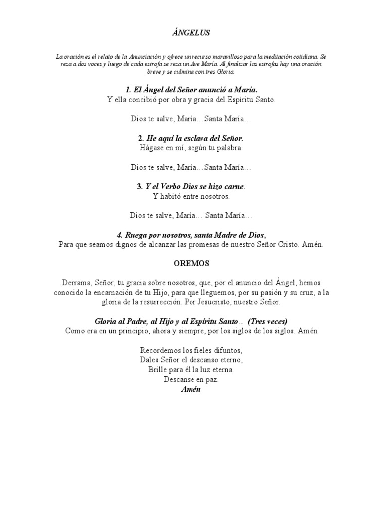 Oración del Ángelus: Meditación Diaria | PDF