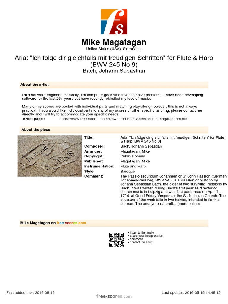 (Free Scores - Com) - Bach Johann Sebastian Aria Ich Folge Dir ...
