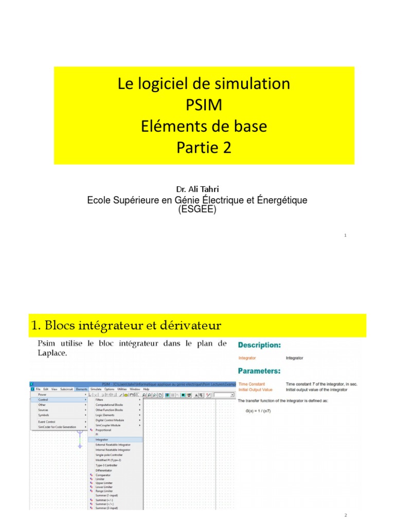 Simulation avec PSIM : Blocs et Exemples | PDF