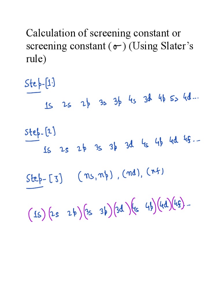 calculation-of-screening-constant-or-screening-constant-using-slater-s