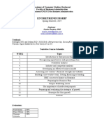 Entrepreneurship - Course Syllabus - 2019