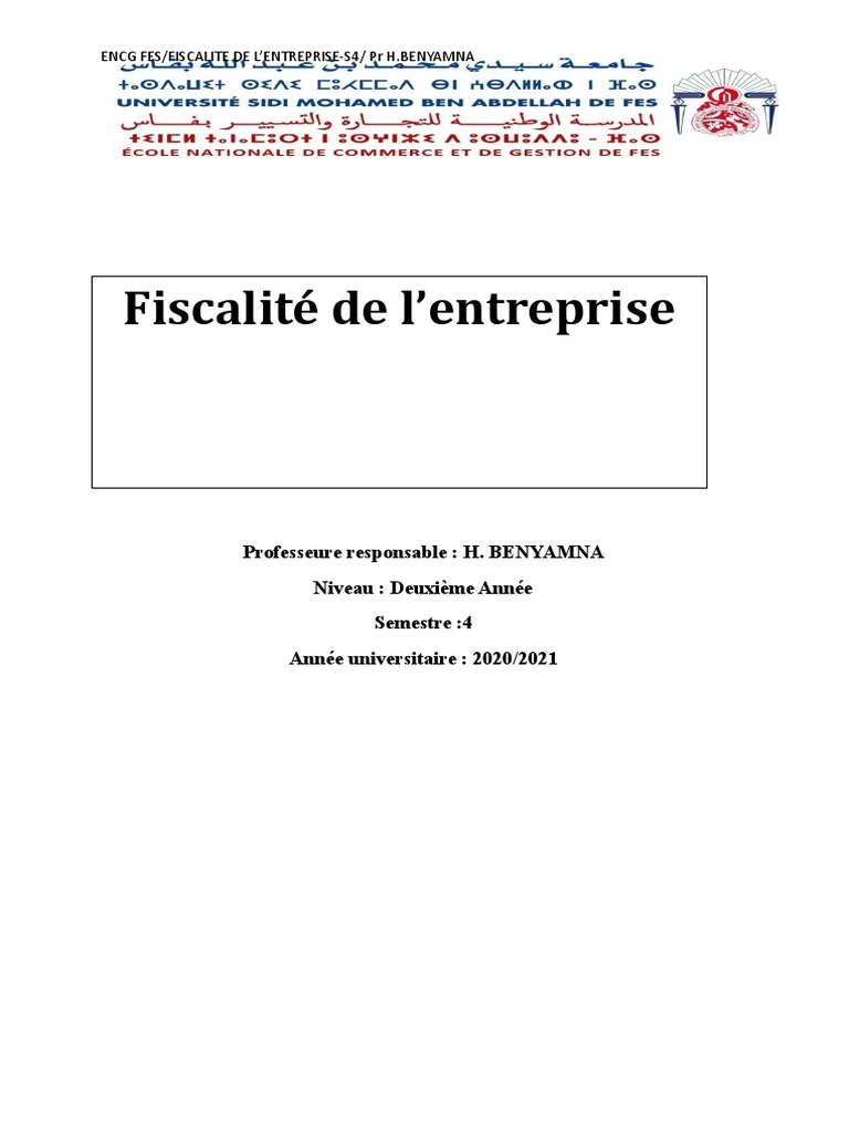Fiscalité de l'Entreprise au Maroc | PDF | Impôts | Impôt sur le revenu