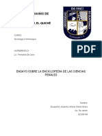 Ensayo, Enciclopedia de Las Ciencias Penales y Su Relación Con La Criminología