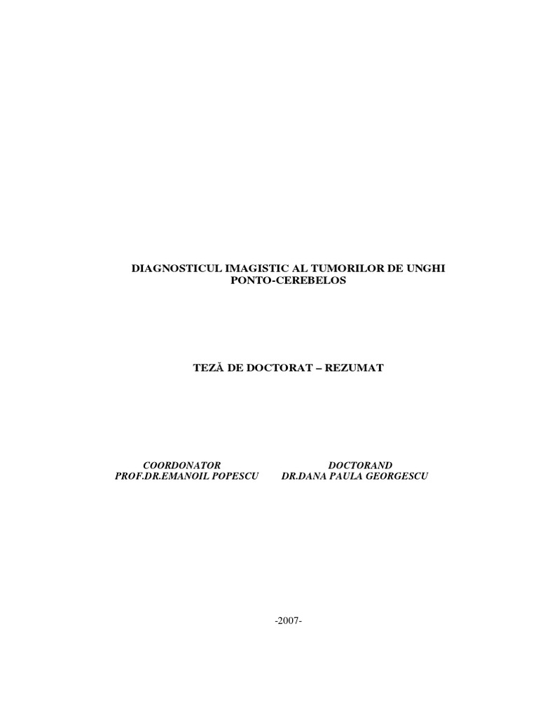 Diagn - Radioimagistic Al Tumorilor de Unghi Ponto-Cerebelos | PDF