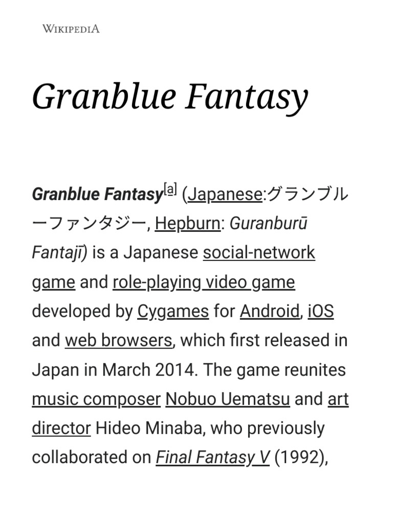 Granblue Fantasy: RPG Adventure | PDF
