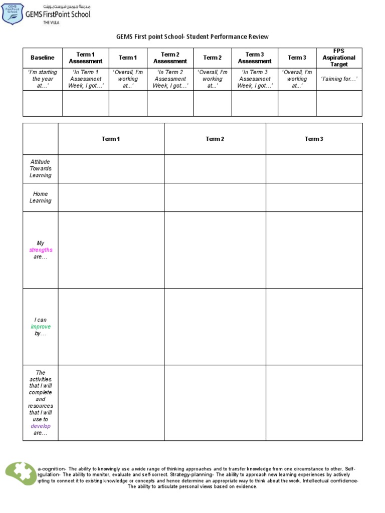 MSC Student Target Sheet.docx | PDF