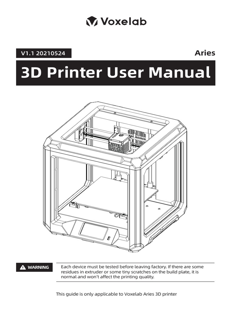 Voxelab Aries 3D Printer User Guide | PDF