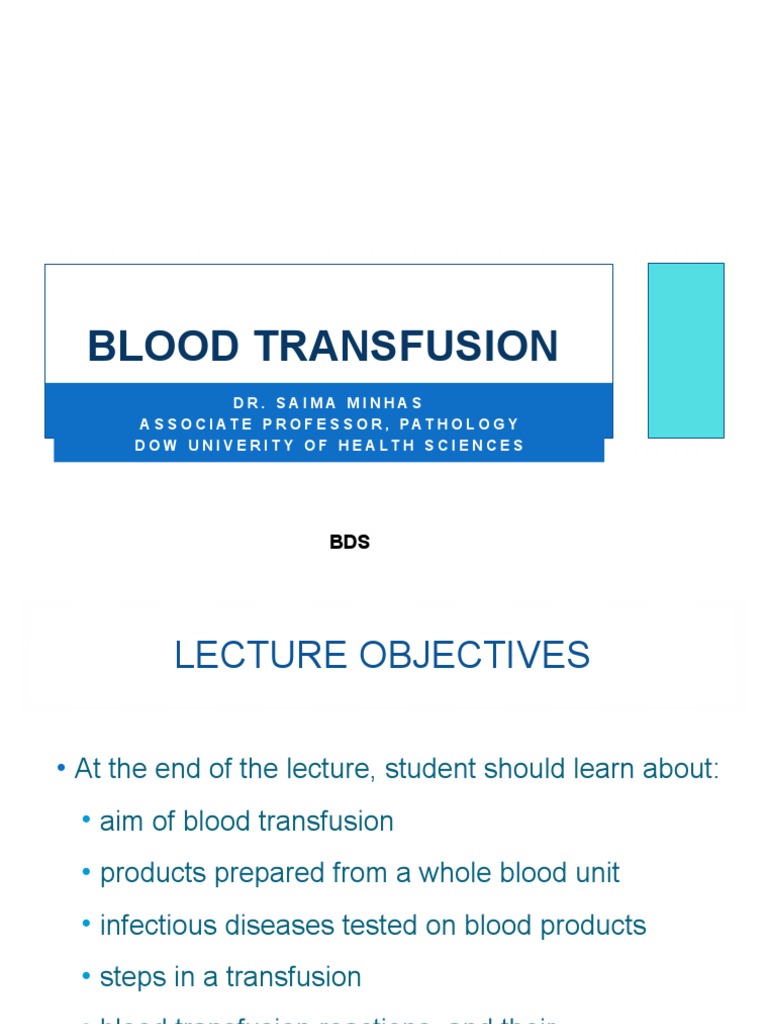 Blood Transfusion and Its Complications PDF Blood Transfusion