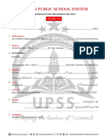 Booklist and Notebook Guidelines for Usman Public School