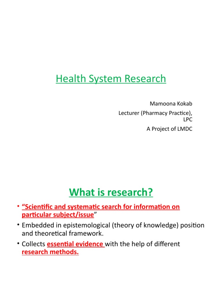 Health System Research | PDF | Experiment | Statistics