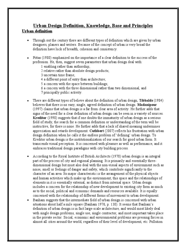 Understanding Urban Design Definitions | PDF | Urban Design | Theory