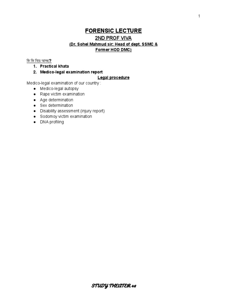 FORENSIC Sohel Sir LECTURE Update 1 | PDF | Vagina | Autopsy