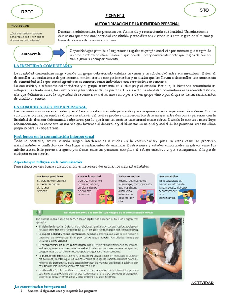 Actividad 5to N°1 - Autoafirmacion de La Identidad Personal | PDF ...