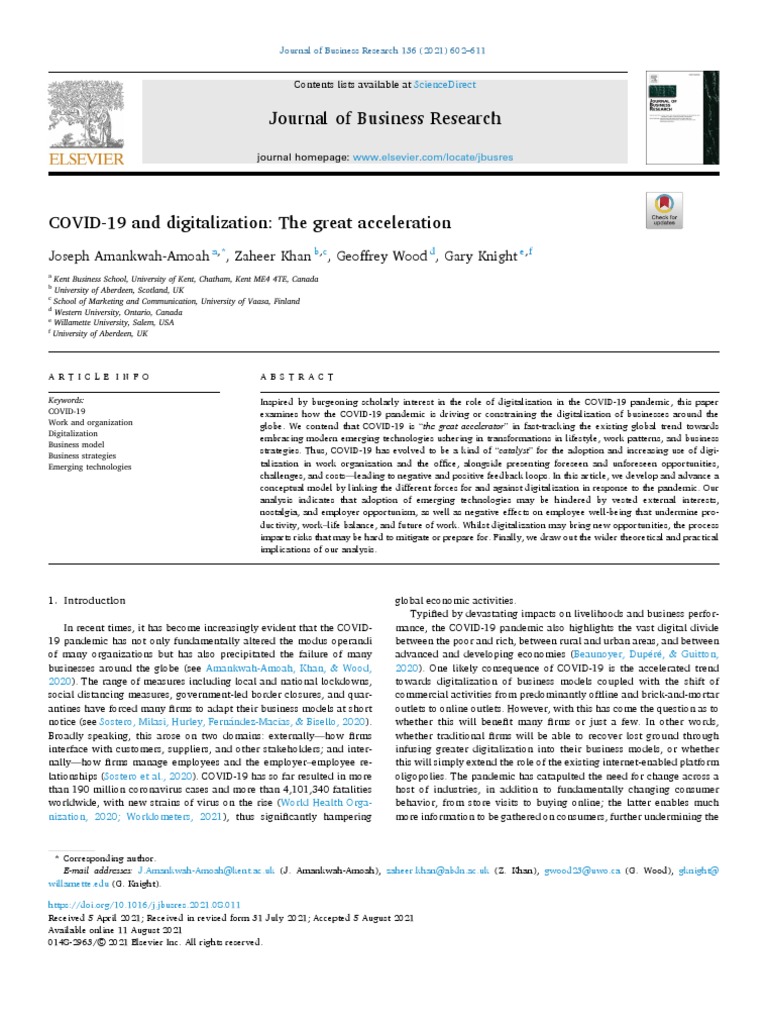 COVID-19 and Digitalization The Great Acceleration PDF | PDF | Internet ...